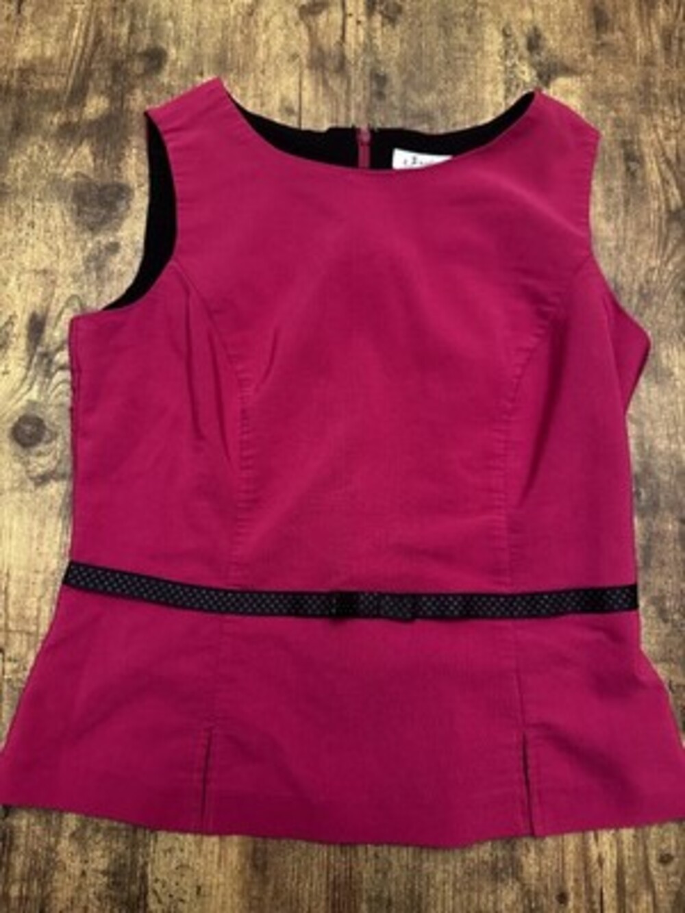 Jessica Fuchsia Pink Sleeveless Peplum Top with Polka Dot Bow Belt